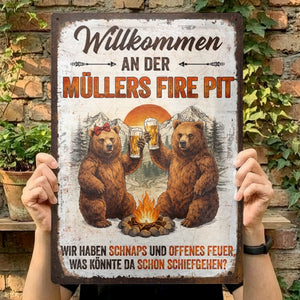 Personalisiertes Metallschild – Geschenk Für Camper & Campingpaare – Der gemütliche Feuerplatz