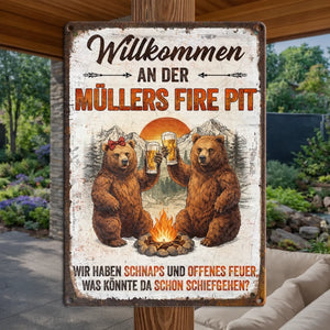 Personalisiertes Metallschild – Geschenk Für Camper & Campingpaare – Der gemütliche Feuerplatz