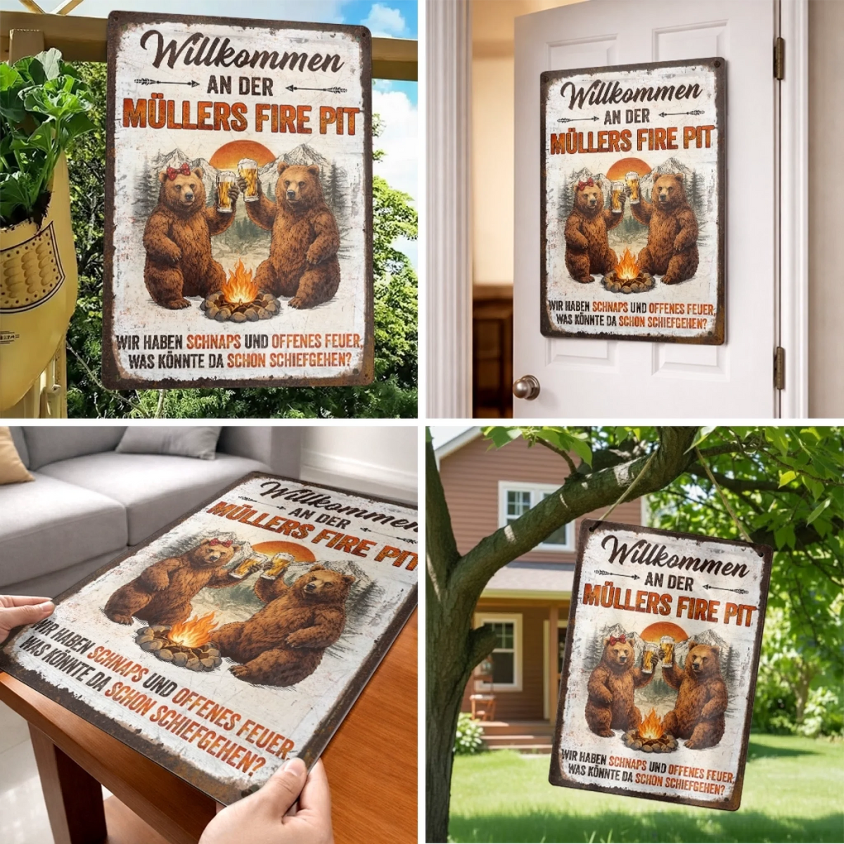 Personalisiertes Metallschild – Geschenk Für Camper & Campingpaare – Der gemütliche Feuerplatz