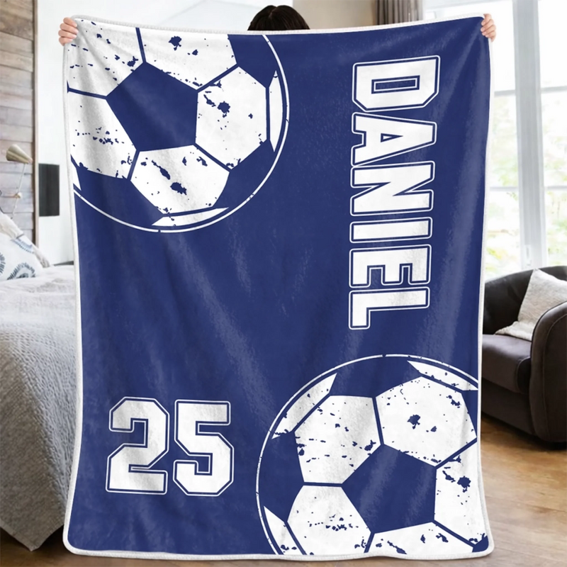 Personalisierte Decke - Geschenk für Fußballfans, Sportfans – Spiel an, Sorgen aus