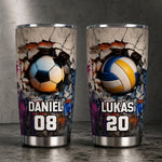 Personalisierter Becher – Geschenk für Fußballfans, Volleyballfans – Trainieren, Kämpfen, Gewinnen