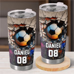 Personalisierter Becher – Geschenk für Fußballfans, Volleyballfans – Trainieren, Kämpfen, Gewinnen