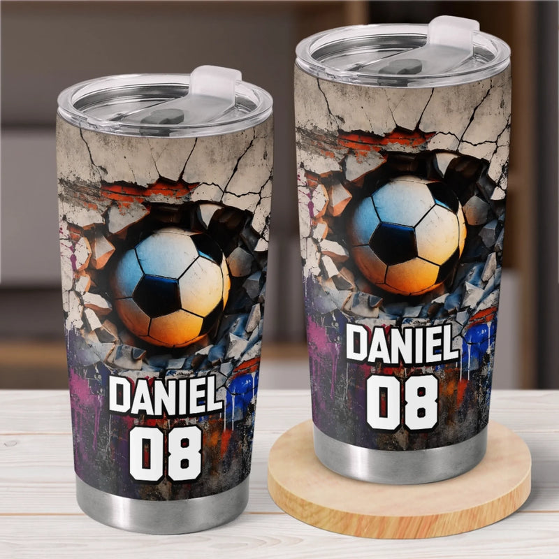Personalisierter Becher – Geschenk für Fußballfans, Volleyballfans – Trainieren, Kämpfen, Gewinnen