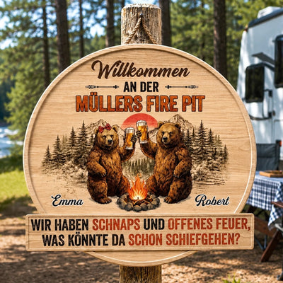 Personalisiertes Holzschild – Geschenk Für Camper & Campingpaare – Wärme trifft Abenteuer