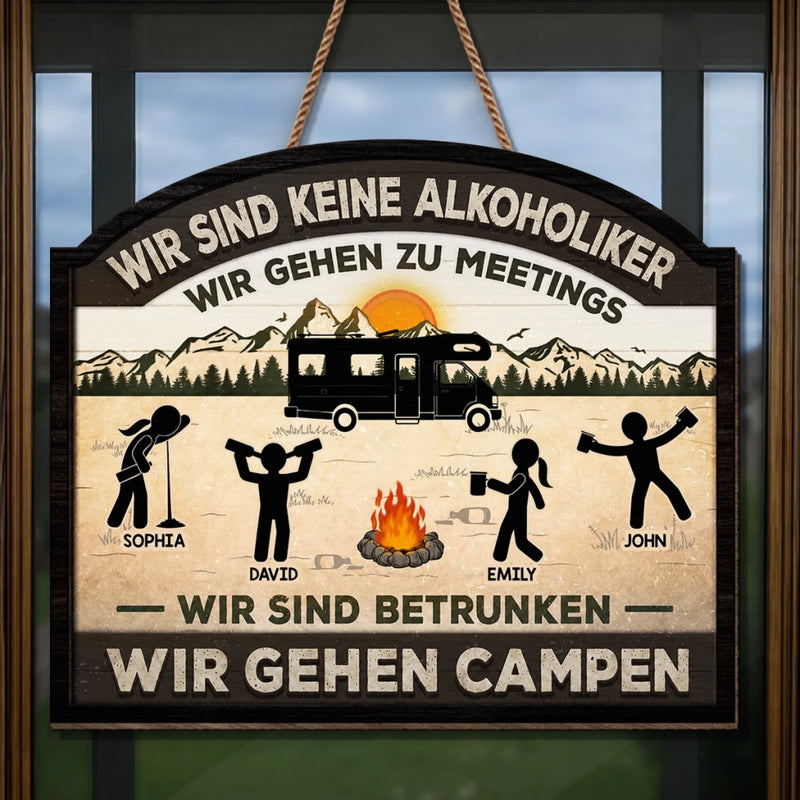 Personalisiertes Holzschild – Geschenk Für Camper – Keine Alkoholiker Nur Camper