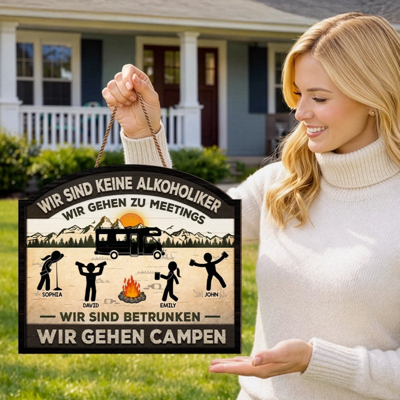 Personalisiertes Holzschild – Geschenk Für Camper – Keine Alkoholiker Nur Camper