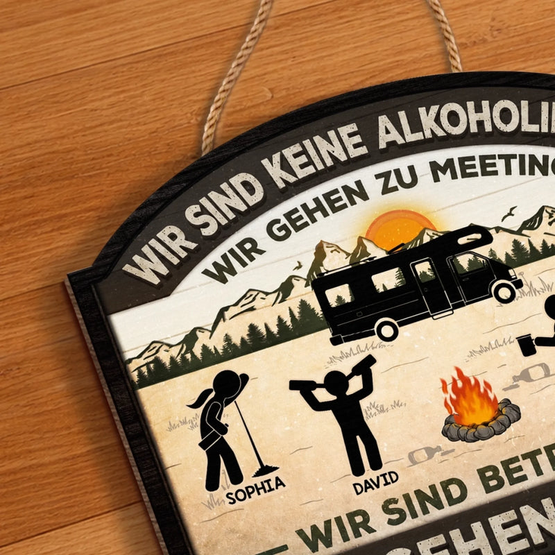 Personalisiertes Holzschild – Geschenk Für Camper – Keine Alkoholiker Nur Camper