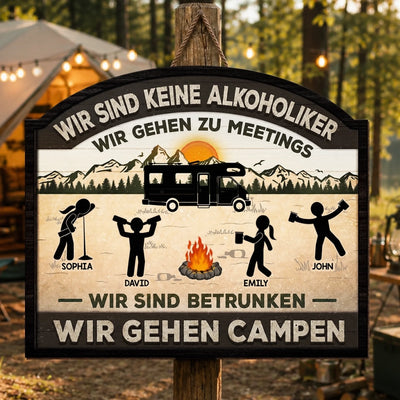 Personalisiertes Holzschild – Geschenk Für Camper – Keine Alkoholiker Nur Camper