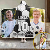 Personalisierte Affirmationsdecke, Hoodiedecke - Geschenk für Fußballfans, Sportfans – Kleiner Spieler, große Träume