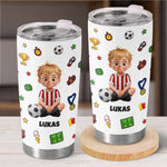 Personalisierter Becher mit 3D-Effekt – Geschenk für Fußballfans, Sportfans – Nie Aufgeben, Immer Kämpfen