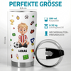 Personalisierter Becher mit 3D-Effekt – Geschenk für Fußballfans, Sportfans – Nie Aufgeben, Immer Kämpfen