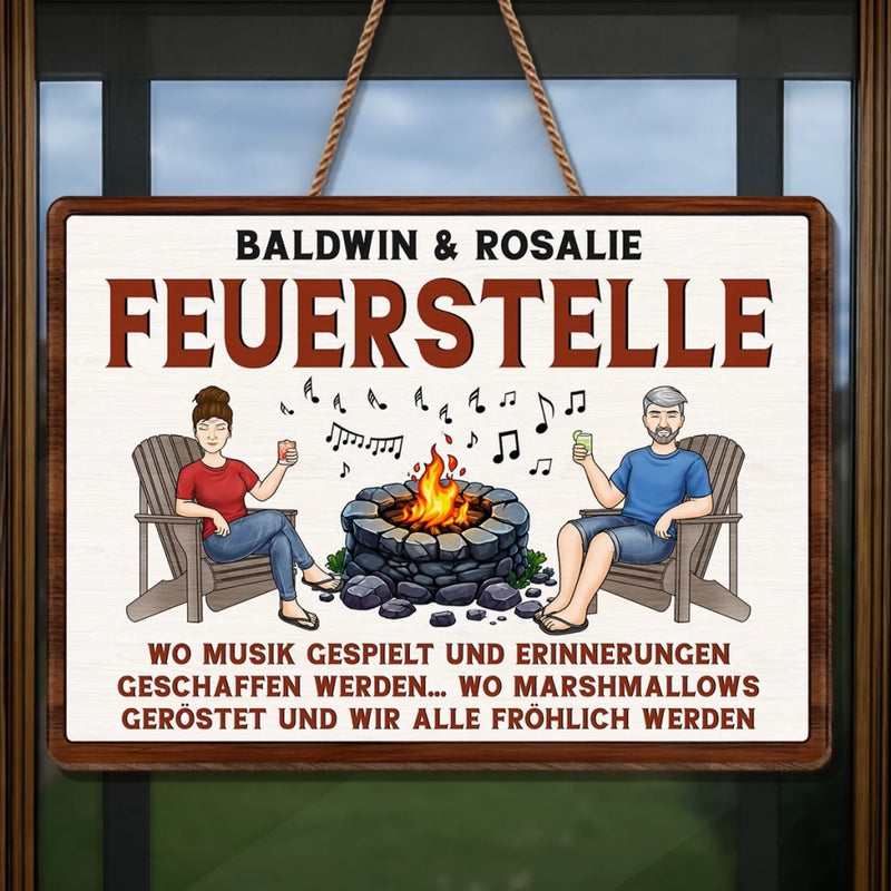 Personalisiertes Holzschild – Geschenk für Campingpaare – Lagerfeuer, Musik & gute Zeiten