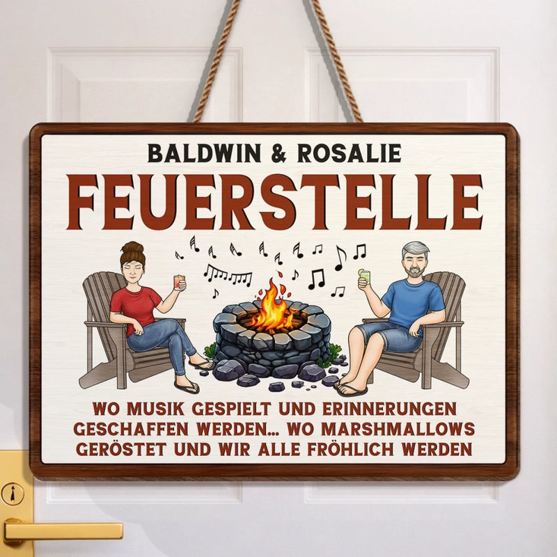 Personalisiertes Holzschild – Geschenk für Campingpaare – Lagerfeuer, Musik & gute Zeiten