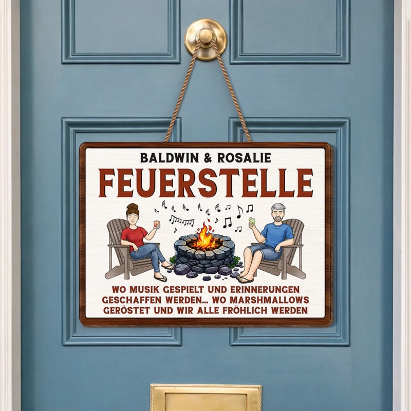 Personalisiertes Holzschild – Geschenk für Campingpaare – Lagerfeuer, Musik & gute Zeiten