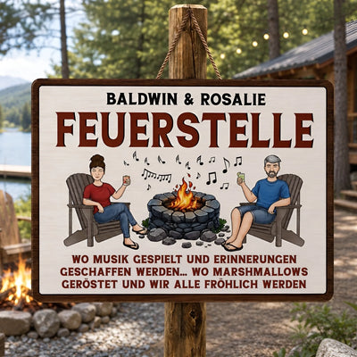 Personalisiertes Holzschild – Geschenk für Campingpaare – Lagerfeuer, Musik & gute Zeiten