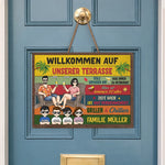 Personalisiertes Holzschild – Geschenk für Familie – Willkommen auf unserer Terrasse