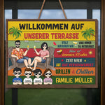Personalisiertes Holzschild – Geschenk für Familie – Willkommen auf unserer Terrasse