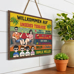 Personalisiertes Holzschild – Geschenk für Familie – Willkommen auf unserer Terrasse