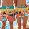 Personalisierte Partner-Badeshorts mit Foto – Sommergeschenk für Paare - Dieser Typ gehört zu Babe