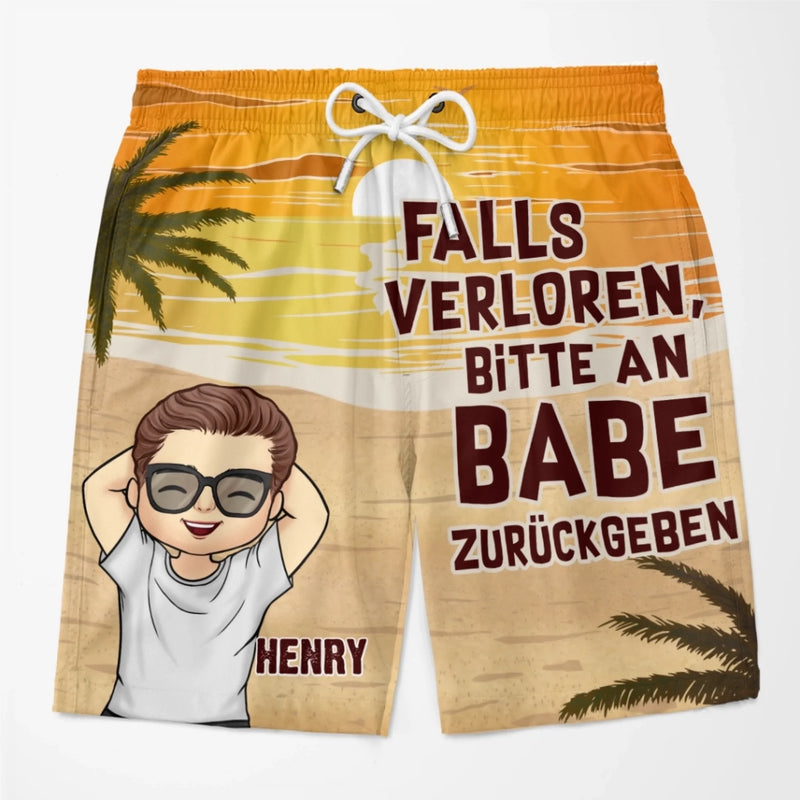 Personalisierte Partner-Badeshorts – Sommergeschenk für Paare - Babe wartet schon