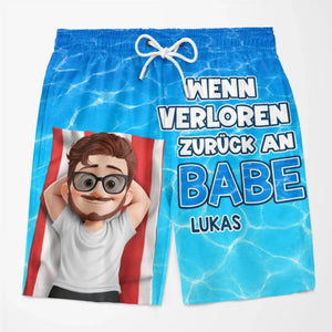 Personalisierte Partner-Badeshorts – Sommergeschenk für Paare - Babe gehört mein Herz