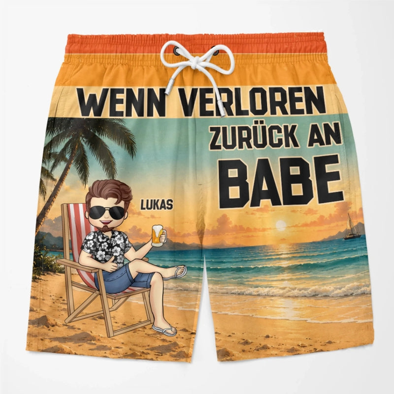 Personalisierte Partner-Badeshorts – Sommergeschenk für Paare - Wenn Verloren, Zurück an Babe