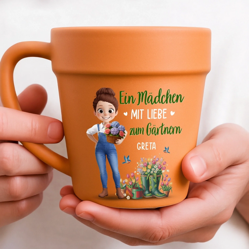 Personalisierte Blumentopf-Tasse – Geschenk für Gärtnerin & Pflanzenliebhaber – Gärtnern ist meine Therapie