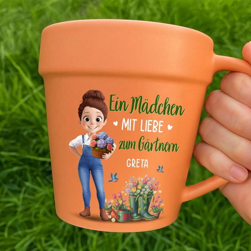 Personalisierte Blumentopf-Tasse – Geschenk für Gärtnerin & Pflanzenliebhaber – Gärtnern ist meine Therapie