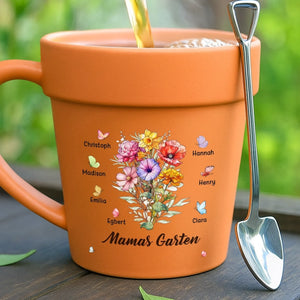 Personalisierte Blumentopf-Tasse – Geschenk für Mama, Oma – Mit Liebe Gepflanzt