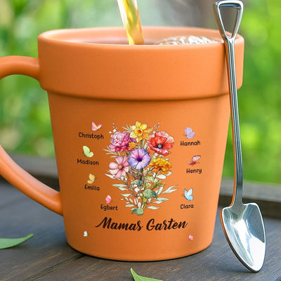 Personalisierte Blumentopf-Tasse – Geschenk für Mama, Oma – Mit Liebe Gepflanzt