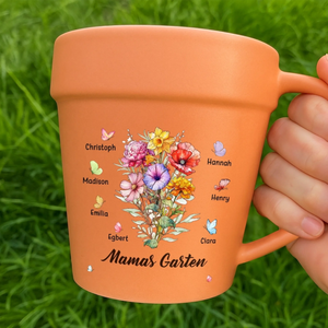 Personalisierte Blumentopf-Tasse – Geschenk für Mama, Oma – Mit Liebe Gepflanzt
