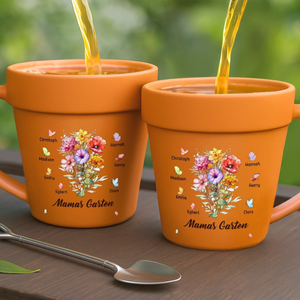 Personalisierte Blumentopf-Tasse – Geschenk für Mama, Oma – Mit Liebe Gepflanzt