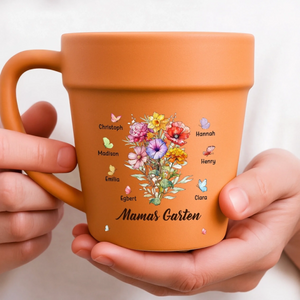 Personalisierte Blumentopf-Tasse – Geschenk für Mama, Oma – Mit Liebe Gepflanzt