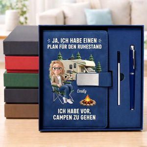 Personalisiertes Notizbuch aus PU-Leder – Geschenk Für Camper, Rentner – Endlich Zeit fürs Abenteuer