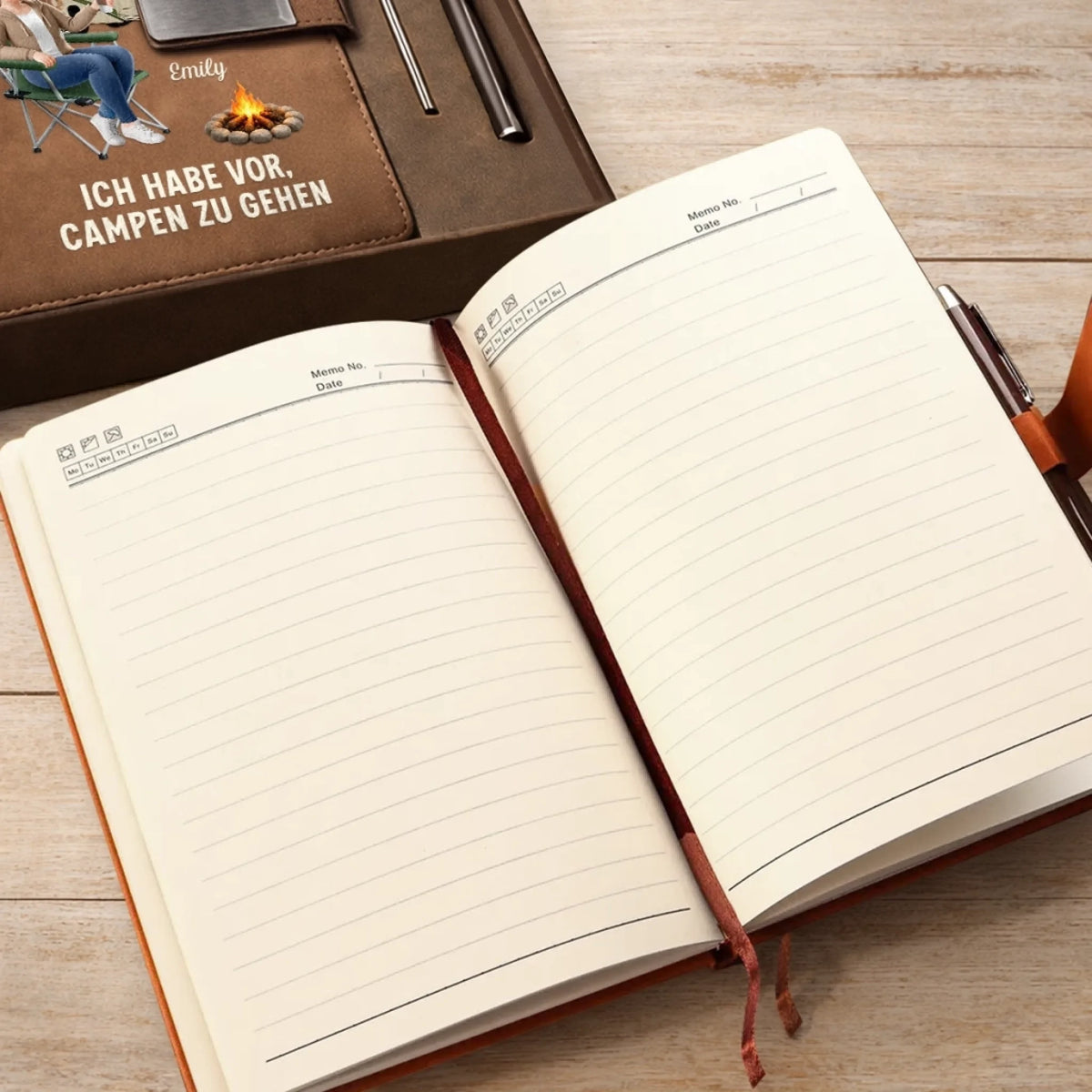 Personalisiertes Notizbuch aus PU-Leder – Geschenk Für Camper, Rentner – Endlich Zeit fürs Abenteuer