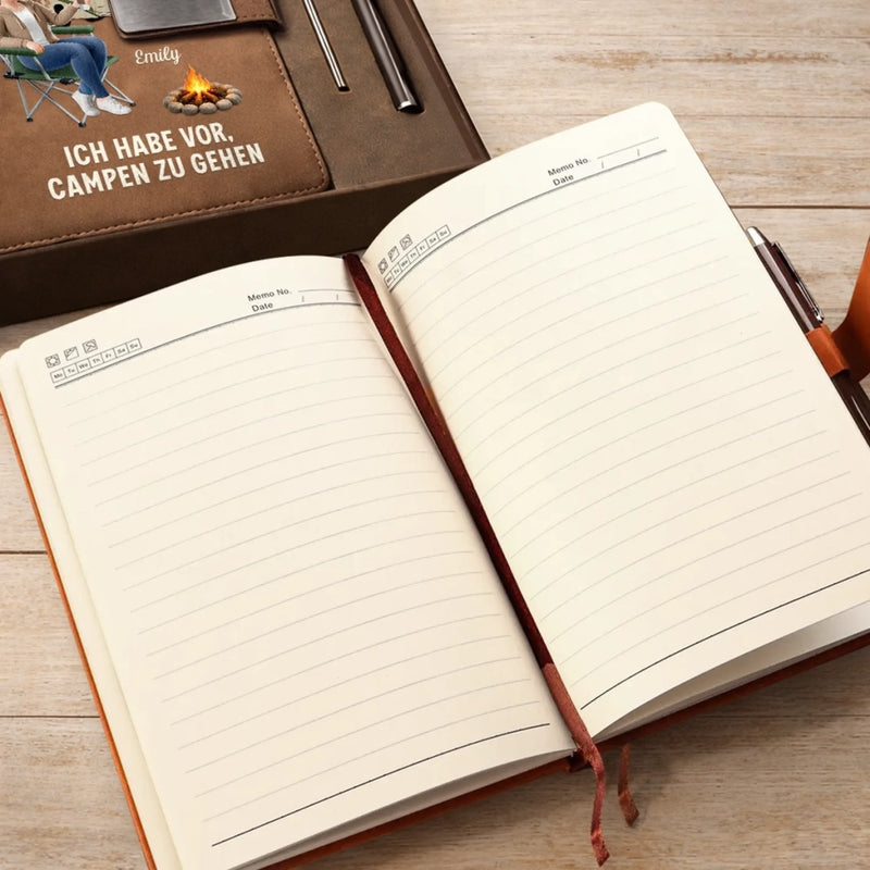 Personalisiertes Notizbuch aus PU-Leder – Geschenk Für Camper, Rentner – Endlich Zeit fürs Abenteuer