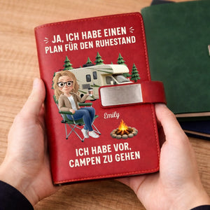 Personalisiertes Notizbuch aus PU-Leder – Geschenk Für Camper, Rentner – Endlich Zeit fürs Abenteuer