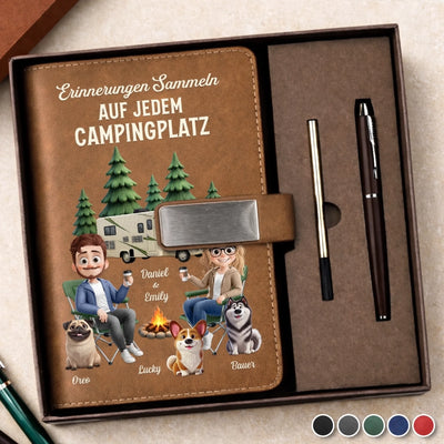 Personalisiertes Notizbuch aus PU-Leder – Geschenk Für Campingpaare, Hundeliebhaber– Zuhause Ist, Wo Man Parkt