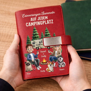 Personalisiertes Notizbuch aus PU-Leder – Geschenk Für Campingpaare, Hundeliebhaber– Zuhause Ist, Wo Man Parkt