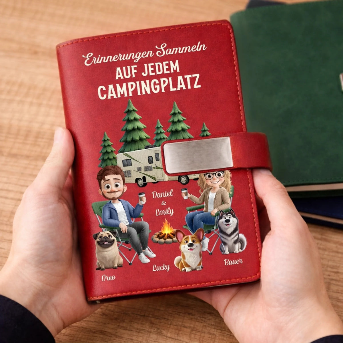 Personalisiertes Notizbuch aus PU-Leder – Geschenk Für Campingpaare, Hundeliebhaber– Zuhause Ist, Wo Man Parkt