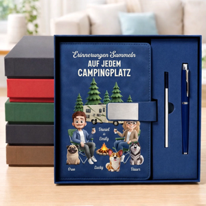 Personalisiertes Notizbuch aus PU-Leder – Geschenk Für Campingpaare, Hundeliebhaber– Zuhause Ist, Wo Man Parkt