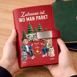 Personalisiertes Notizbuch aus PU-Leder – Geschenk Für Campingpaare, Katzenliebhaber – Erinnerungen sammeln auf jedem Campingpla