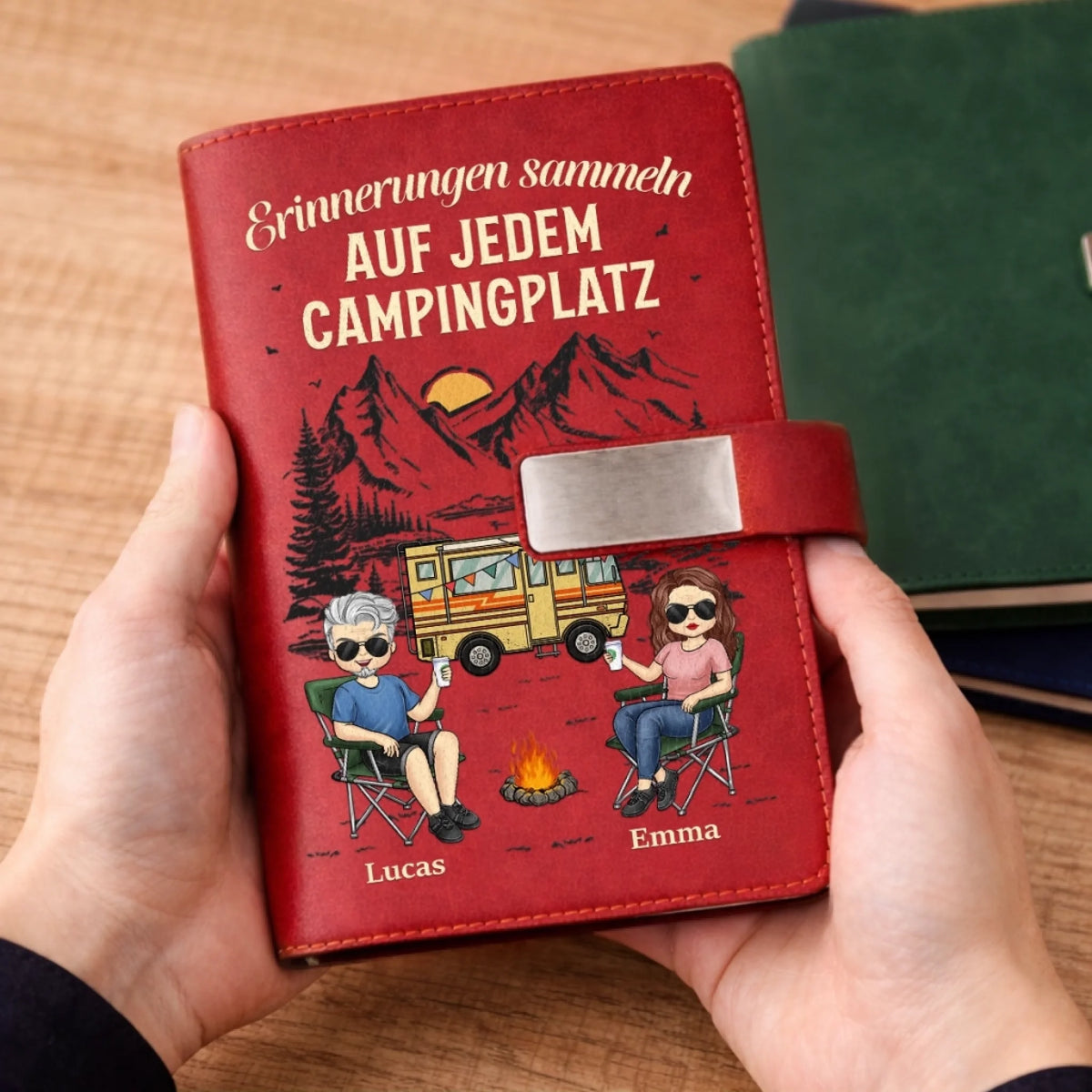 Personalisiertes Notizbuch aus PU-Leder – Geschenk Für Campingpaare – Campingpartner fürs Leben