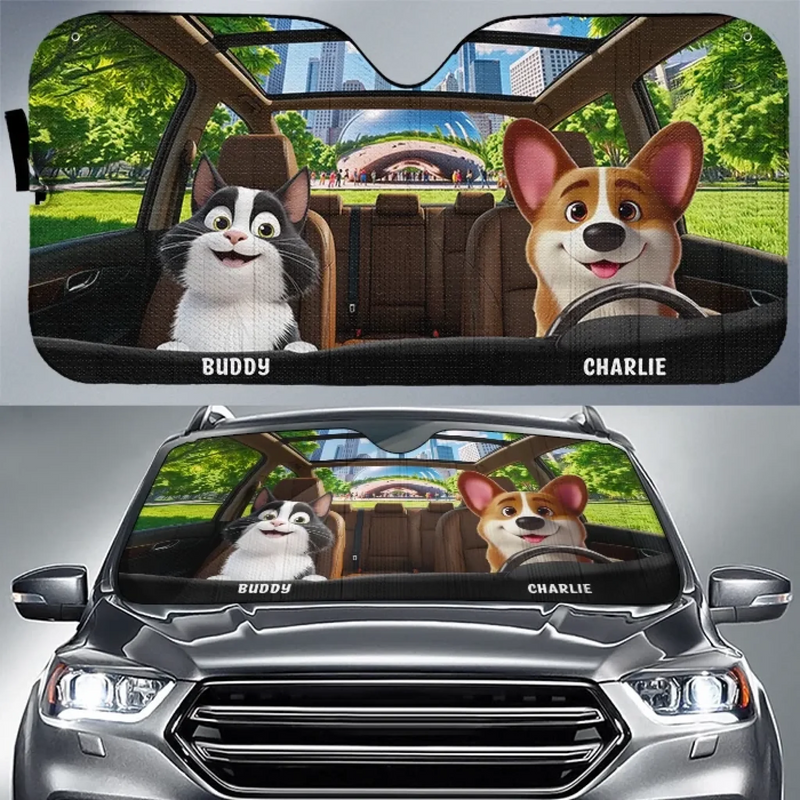 Personalisierter Frontscheiben-Sonnenschutz – Geschenk für Hundebesitzer – Gemeinsam besser unterwegs