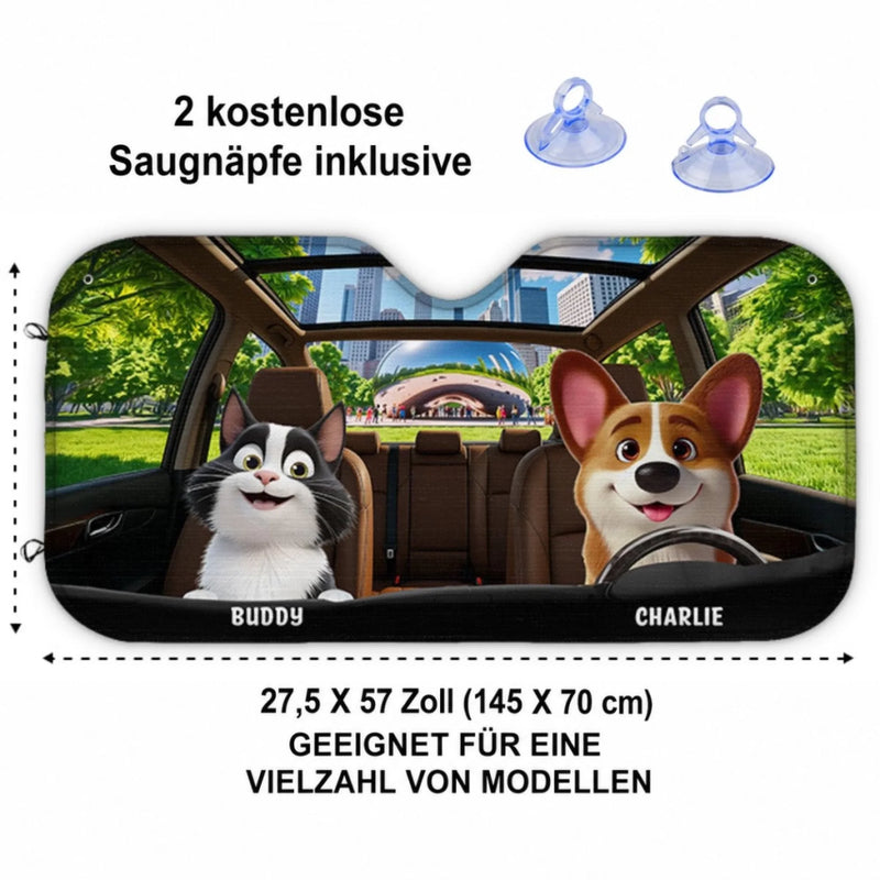 Personalisierter Frontscheiben-Sonnenschutz – Geschenk für Hundebesitzer – Gemeinsam besser unterwegs