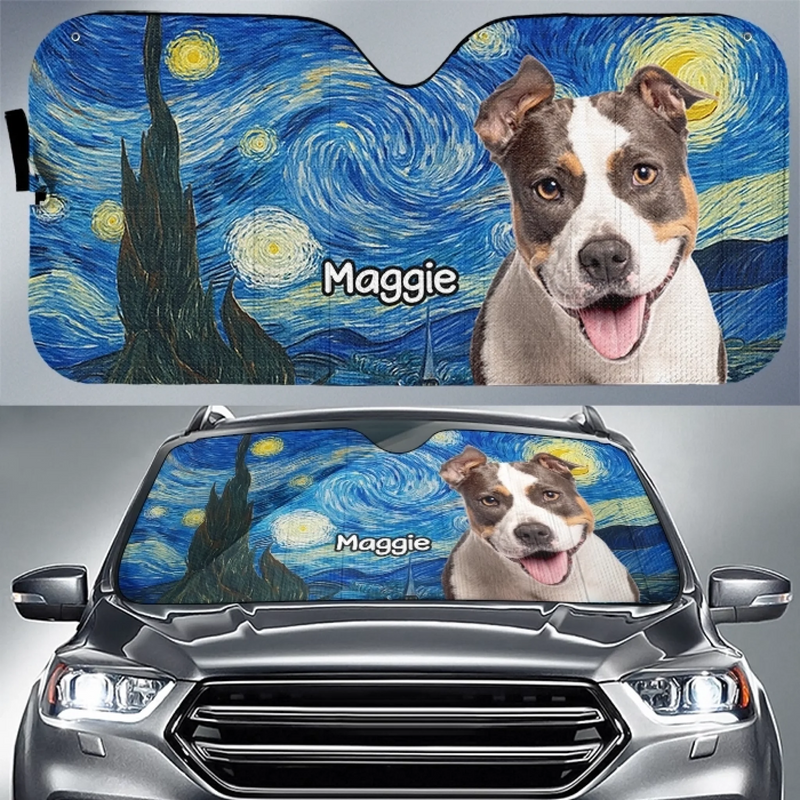 Personalisierter Frontscheiben-Sonnenschutz mit Photo – Geschenk für Hundebesitzer, Katzenbesitzer – Zusammen Richtung Abenteuer