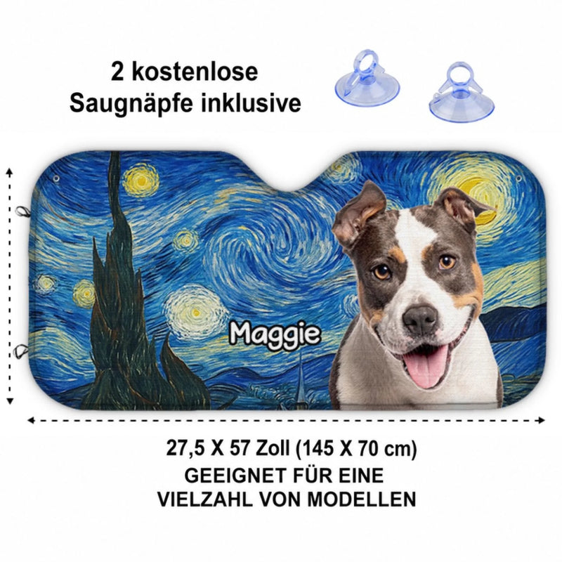 Personalisierter Frontscheiben-Sonnenschutz mit Photo – Geschenk für Hundebesitzer, Katzenbesitzer – Zusammen Richtung Abenteuer