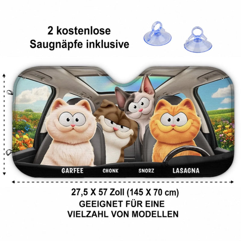 Personalisierter Frontscheiben-Sonnenschutz – Geschenk für Katzenbesitzer – Jeder Kilometer mit dir zählt