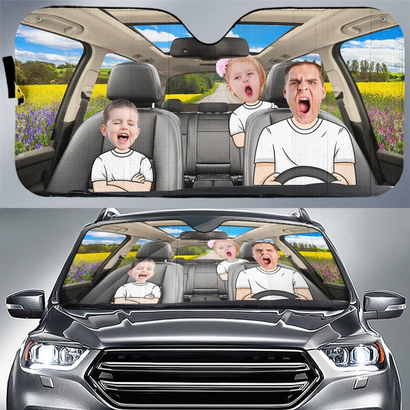 Personalisierter Frontscheiben-Sonnenschutz mit Photo – Geschenke für Mann, Frau, Familie – Roadtrips & gute Zeiten