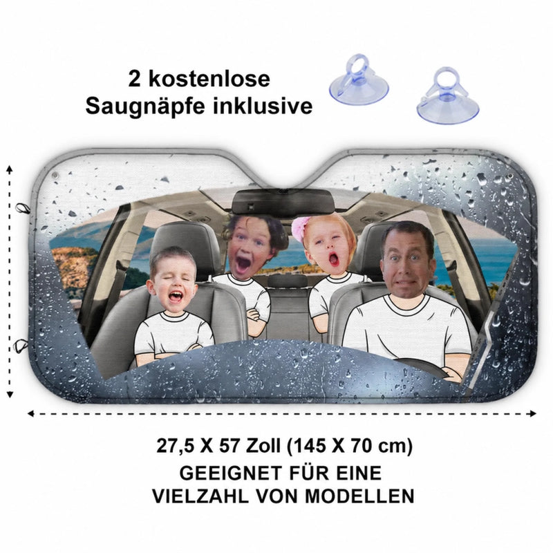 Personalisierter Frontscheiben-Sonnenschutz mit Photo – Geschenke für Mann, Frau, Familie – Fahren, lachen, genießen